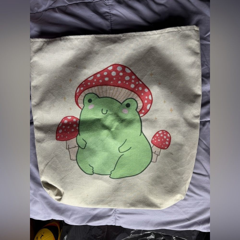 Cute Frog and Mushroom Tote Bag